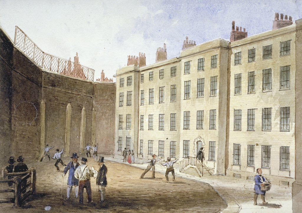 Detail of View of Fleet Prison from the tennis ground, City of London by Thomas Hosmer Shepherd