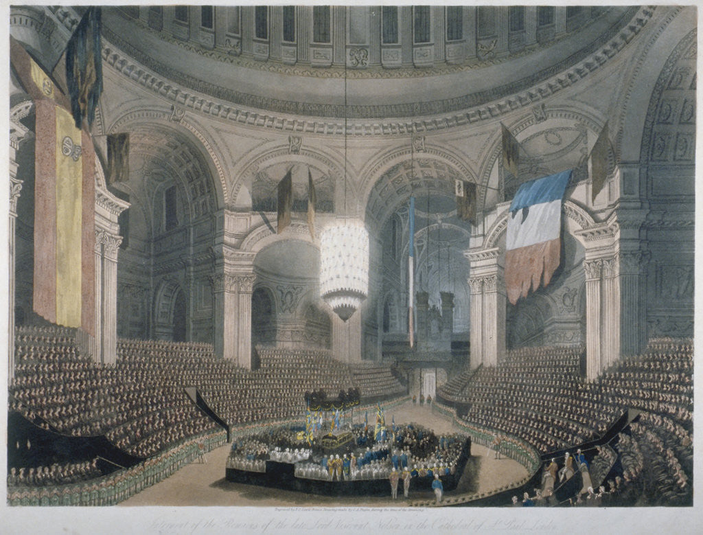 Detail of The ceremony of Lord Nelson's burial at St Paul's Cathedral, City of London by FC Lewis