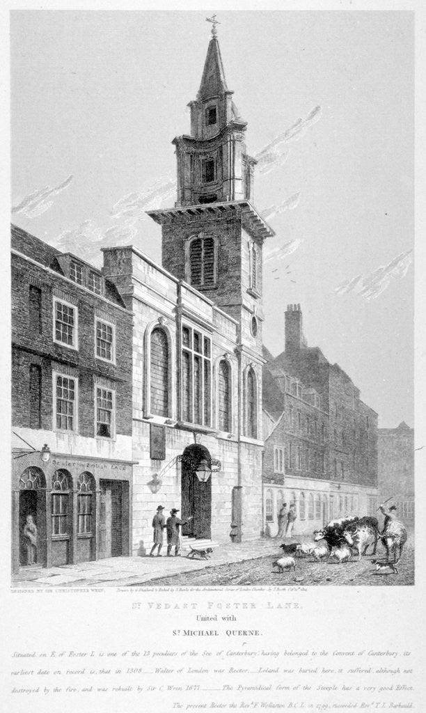 Detail of Church of St Vedast Foster Lane, City of London by Samuel Rawle