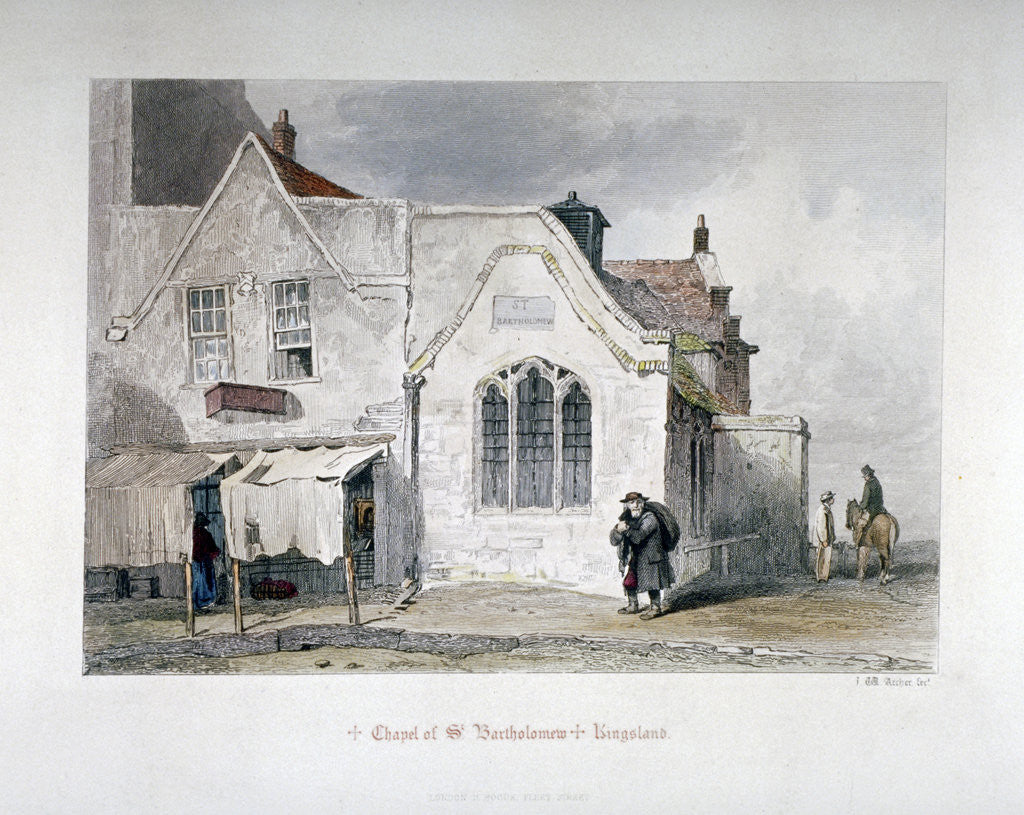 Detail of View of St Bartholomew's Chapel, Kingsland Road, Hackney, London by John Wykeham Archer