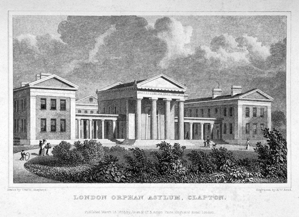 Detail of View of the London Orphan Asylum in Clapton, Hackney, London by WH Bond