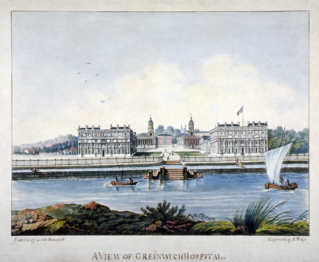 Detail of View of Greenwich Hospital from the Isle of Dogs, London by S Malgo