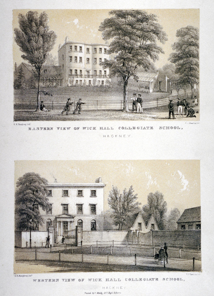 Detail of Two views of Wick Hall Collegiate School, Hackney, London by TJ Rawlins