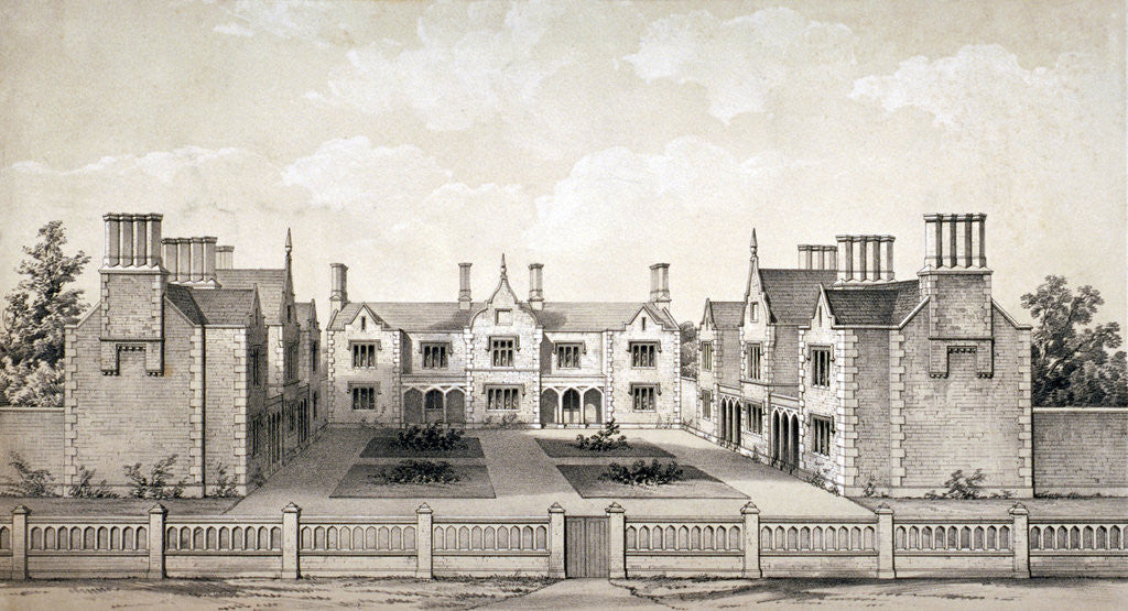 Detail of View of the Bookbinders' Provident Asylum, Balls Pond Road, Islington, London by WL Walton