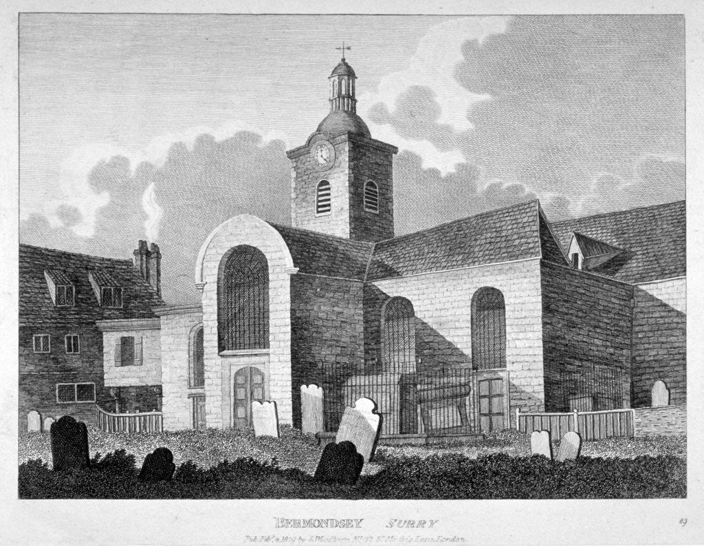 Detail of View of the Church of St Mary Magdalen, Bermondsey, London by Anonymous