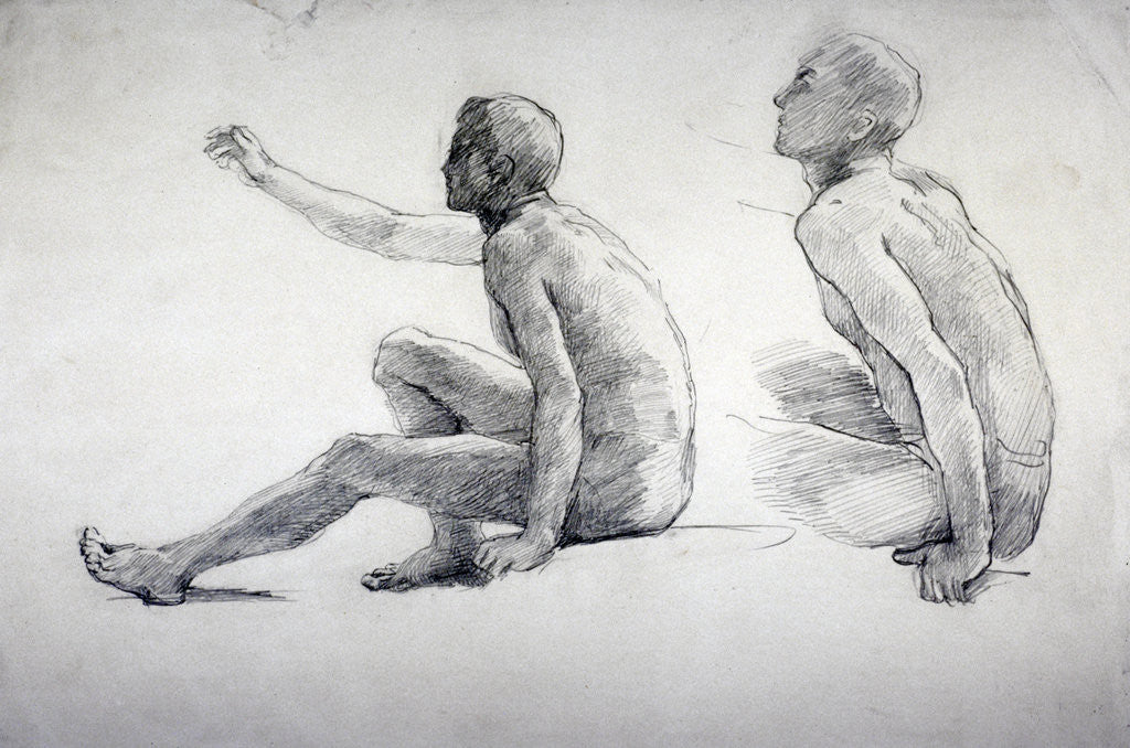 Detail of Two Studies of a Seated Male Nude by Anna Lea Merritt