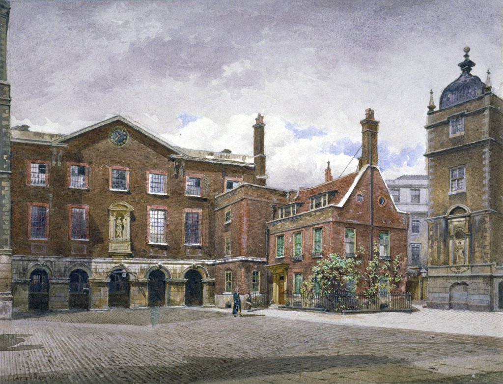 Detail of View of the grammar school at Christ's Hospital, Newgate Street, City of London by John Crowther