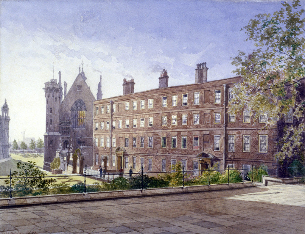 Detail of View of nos 3 and 4 Garden Court, Middle Temple, London by John Crowther