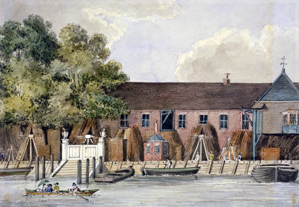 Detail of View of the Steelyard from the River Thames, Upper Thames Street, London by Charles Tomkins