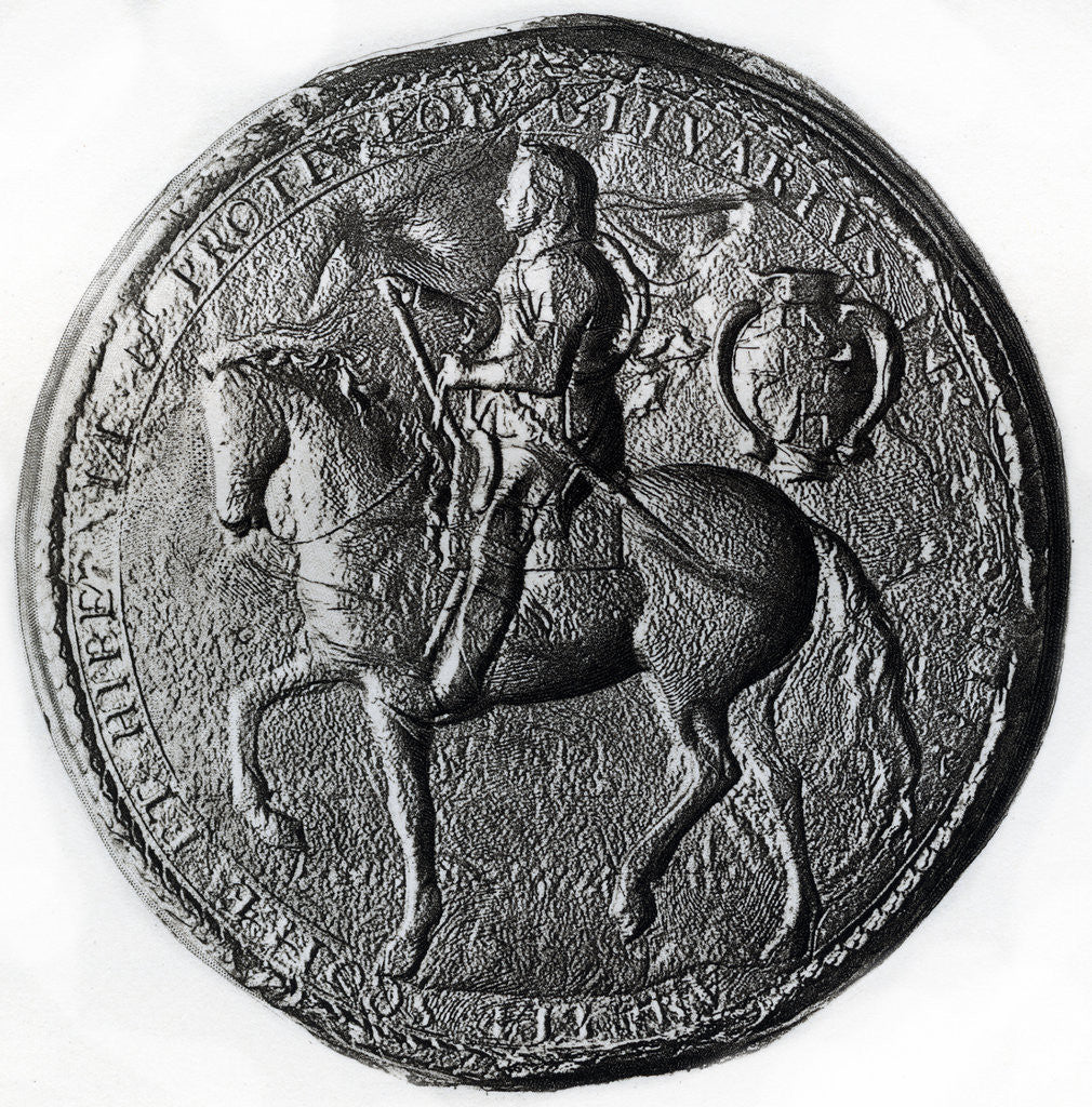 Detail of Seal of the Protectorate with Oliver Cromwell on horseback by Anonymous