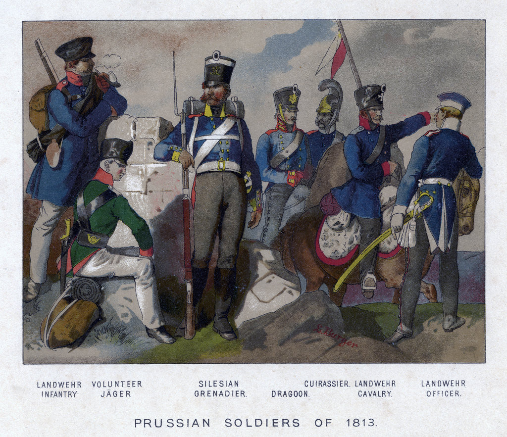 Detail of Prussian soldiers of 1813 by E Burger