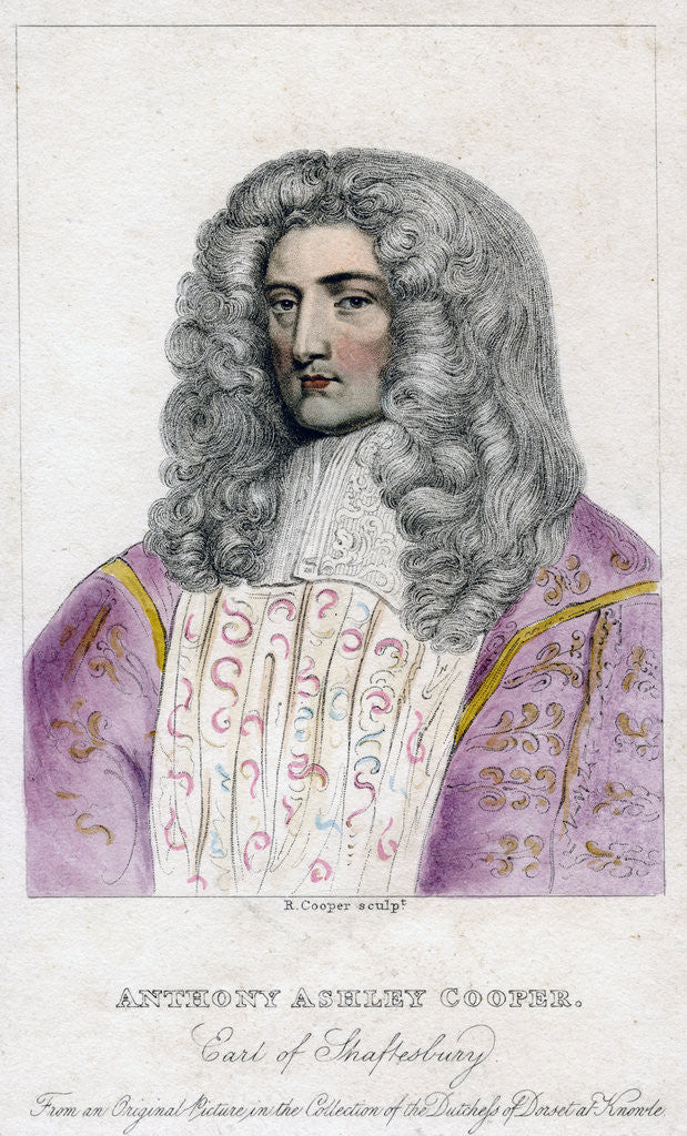 Detail of Anthony Ashley-Cooper, Earl of Shaftesbury by R Cooper