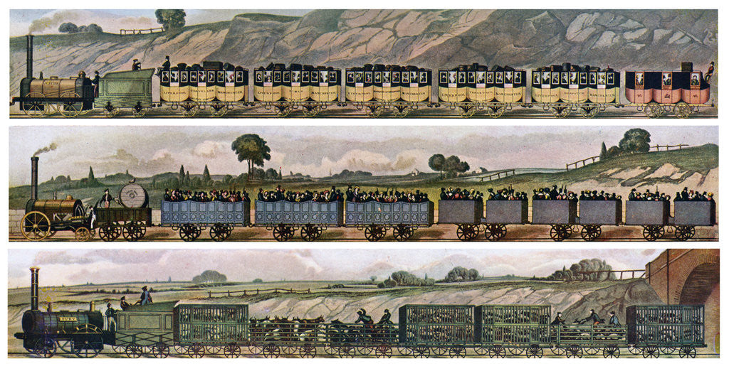 Detail of 'Early railway Coaches', the Liverpool and Manchester Railway, England, 1831, (c1900-1920) by Anonymous