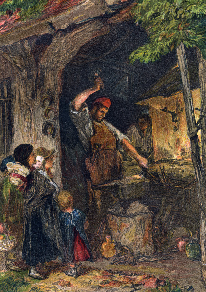 Detail of The village blacksmith by Anonymous