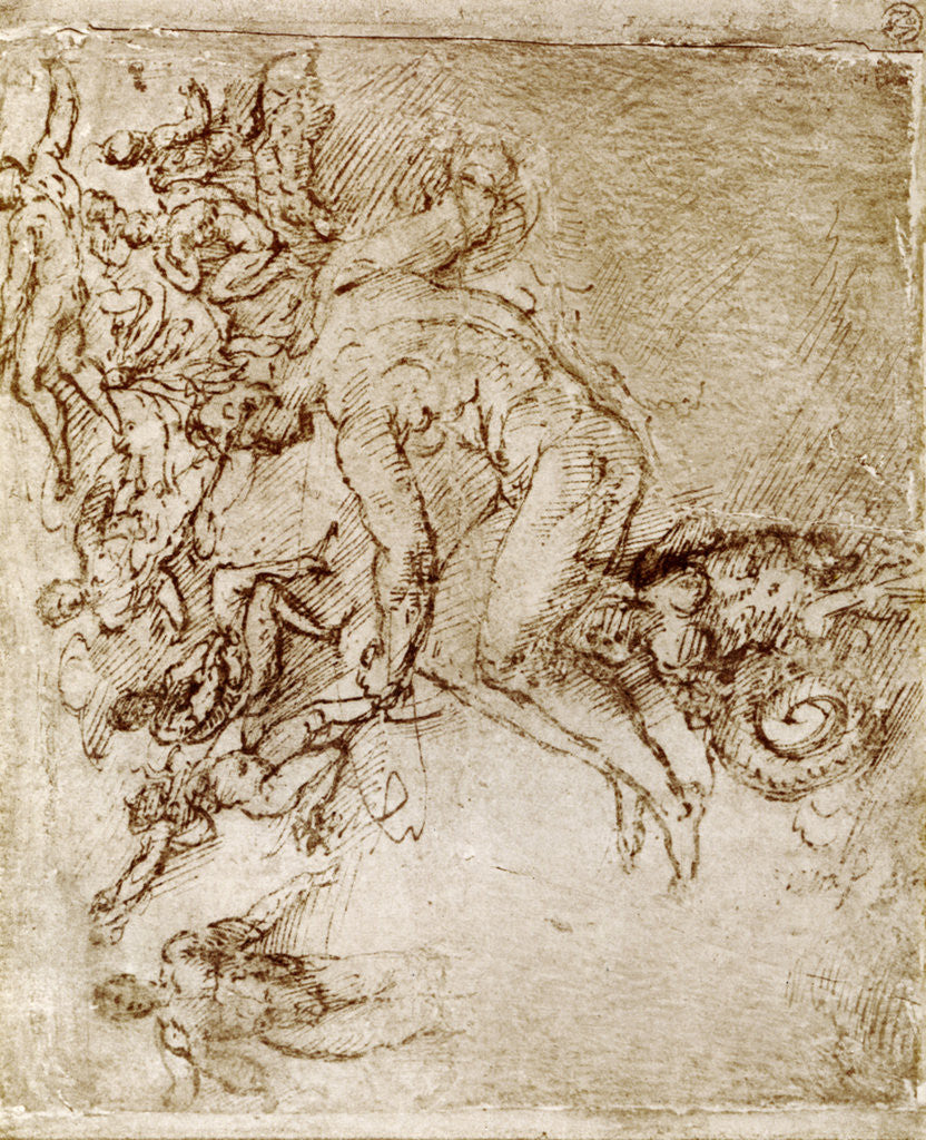 Detail of Pen and ink sketches by Leonardo Da Vinci