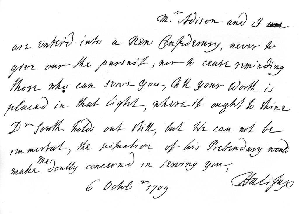 Detail of Extract of a letter from Lord Halifax to Dean Swift, with promises of promotion by Charles Montague