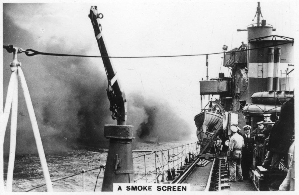 Detail of A smoke screen laid down by a destroyer by Anonymous