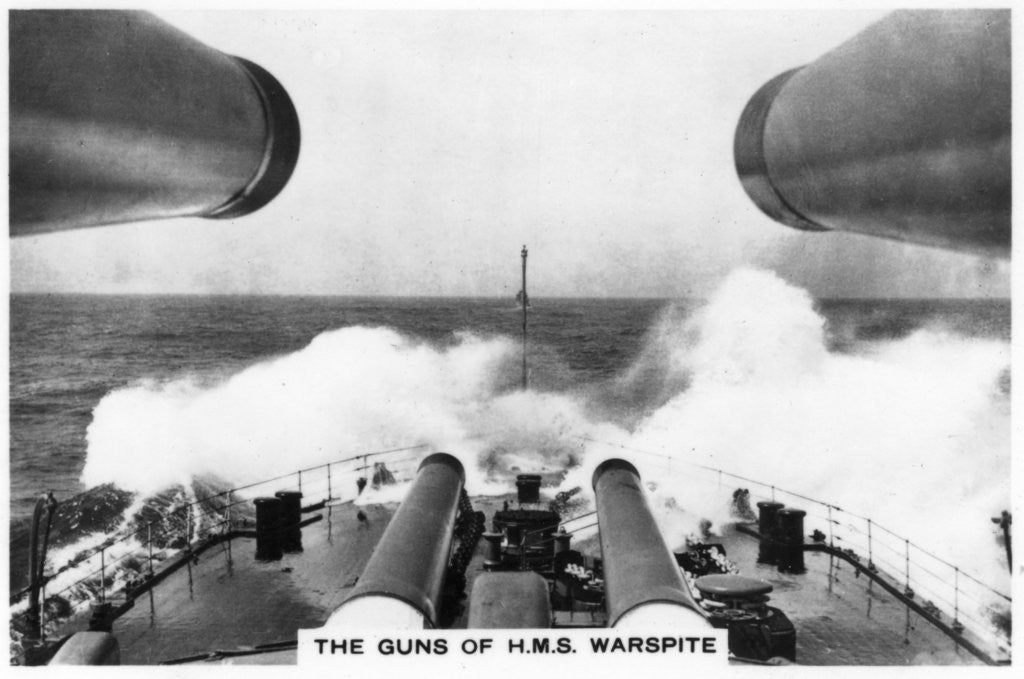 Detail of The guns of the battleship HMS Warspite by Anonymous