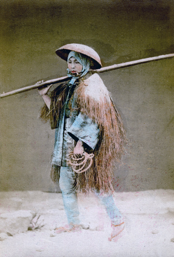 Detail of Coolie in winter dress, Japan by Felice Beato