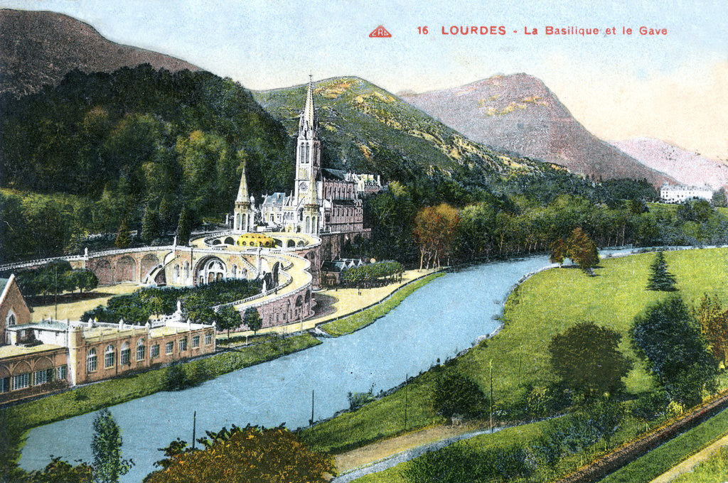 Detail of La Basilique et le Gave, Lourdes, France by Anonymous