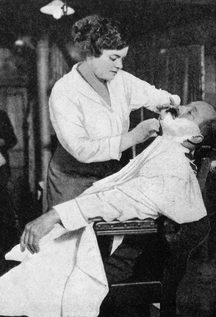 Detail of A woman barber by Anonymous