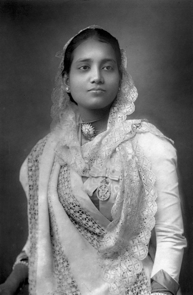 Detail of The Maharani of Koch Bihar, West Bengal, India by W&D Downey