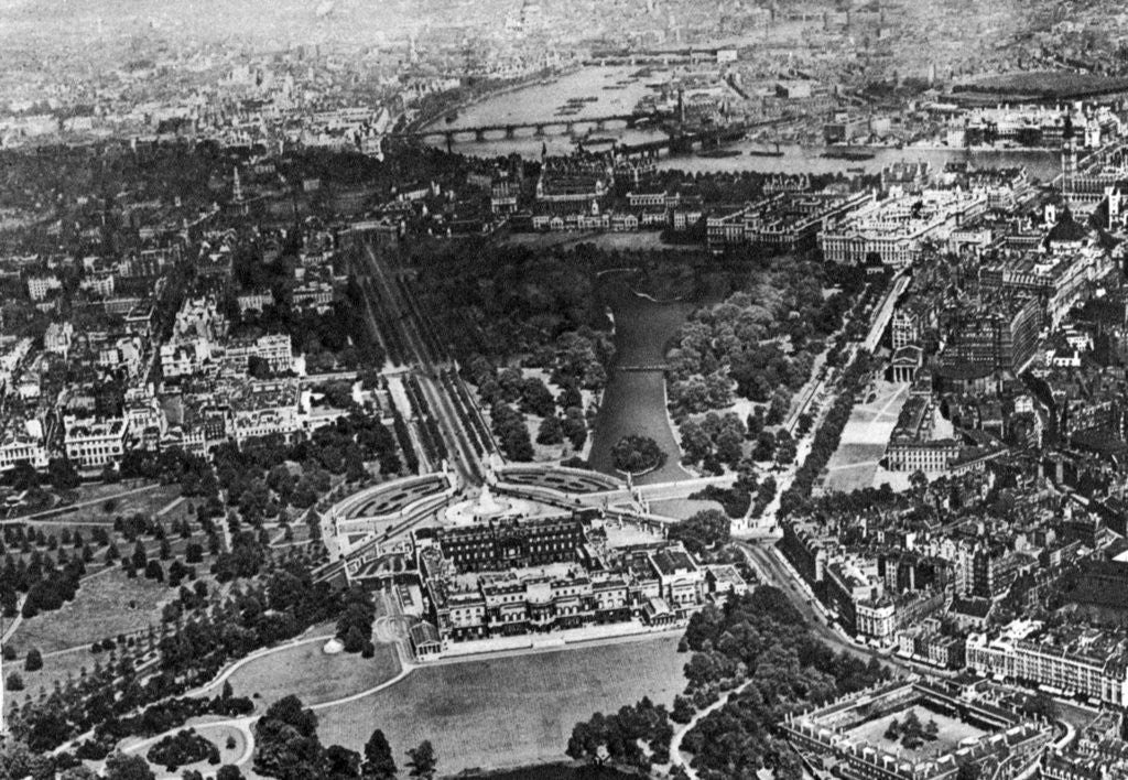 Detail of Aerial view of Buckingham Palace, London by Anonymous