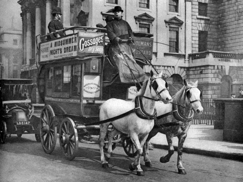 Detail of A horse-drawn bus, London by Anonymous