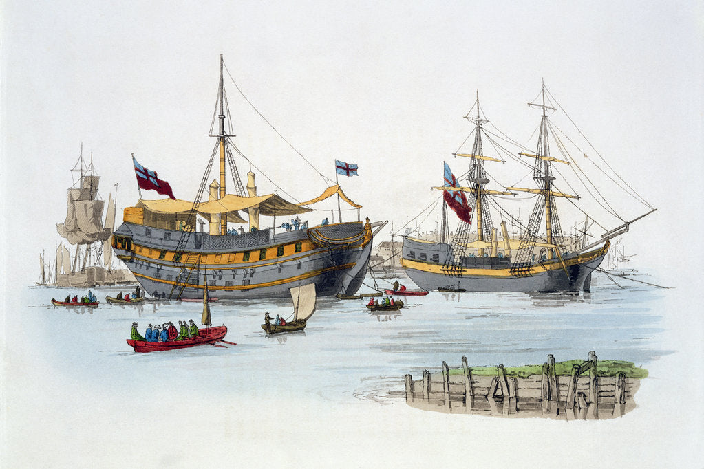 Detail of Prison ships, 1805 by William Henry Pyne