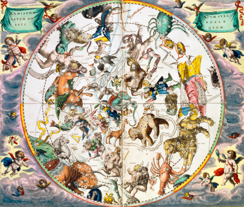 Detail of Celestial planisphere showing the signs of the zodiac by Andreas Cellarius