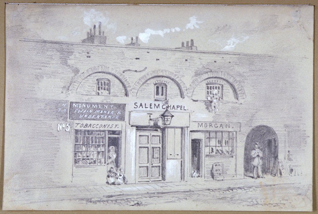 Detail of View of Salem Chapel and a tobacconists in Fitzroy Square, London by Anonymous