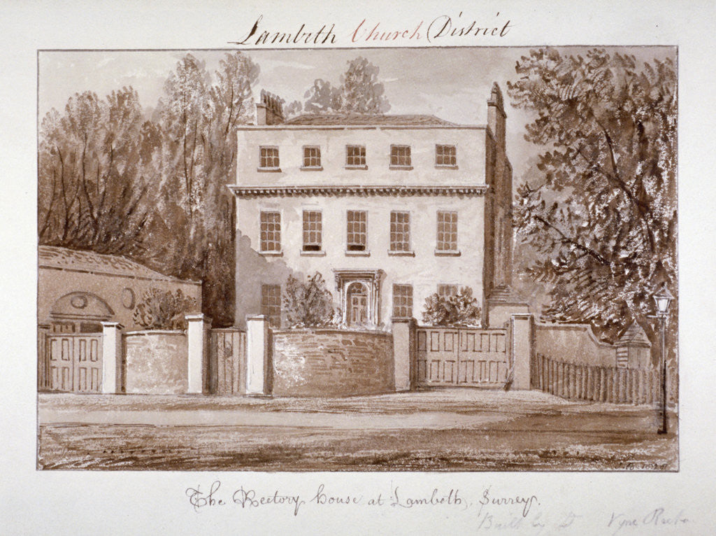 Detail of View of the rectory house of St Mary at Lambeth, London by John Chessell Buckler