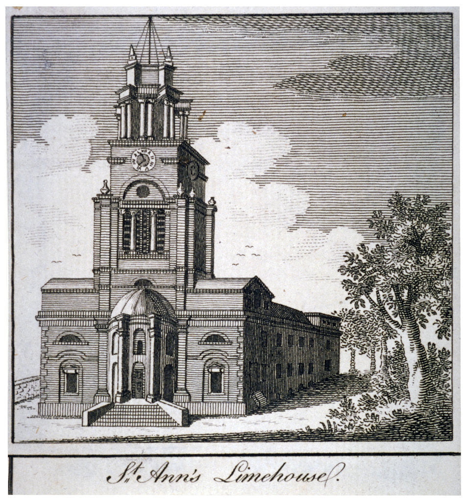 Detail of South-west view of the Church of St Anne, Limehouse, London by Anonymous