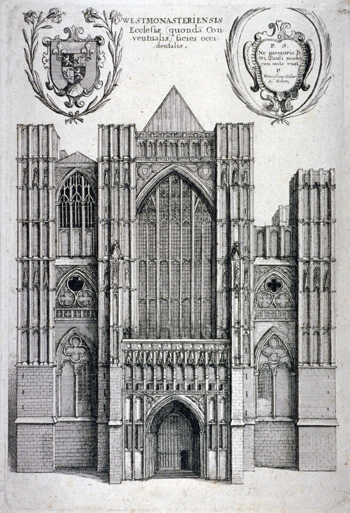 Detail of Westminster Abbey, London by Wenceslaus Hollar