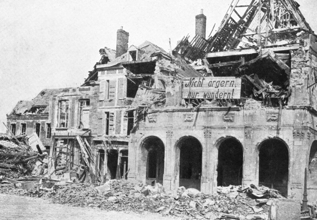 Detail of Wrecked building, Grande Place, Peronne, France, First World War by Anonymous