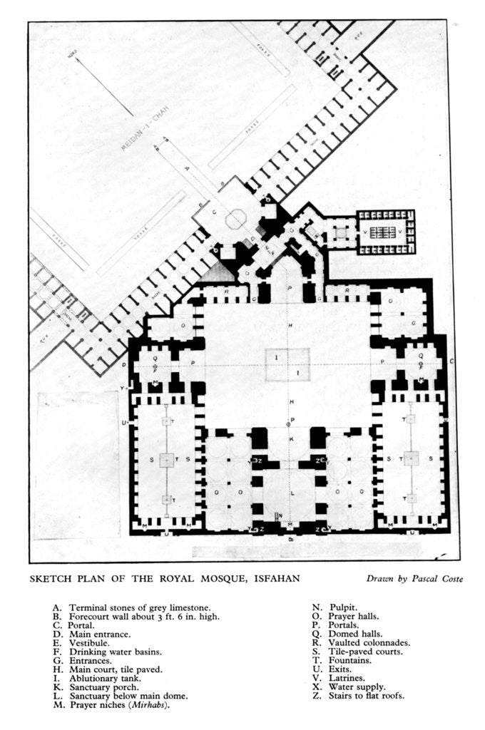 Detail of Sketch plan of the Royal Mosque, Isfahan by Pascal Coste