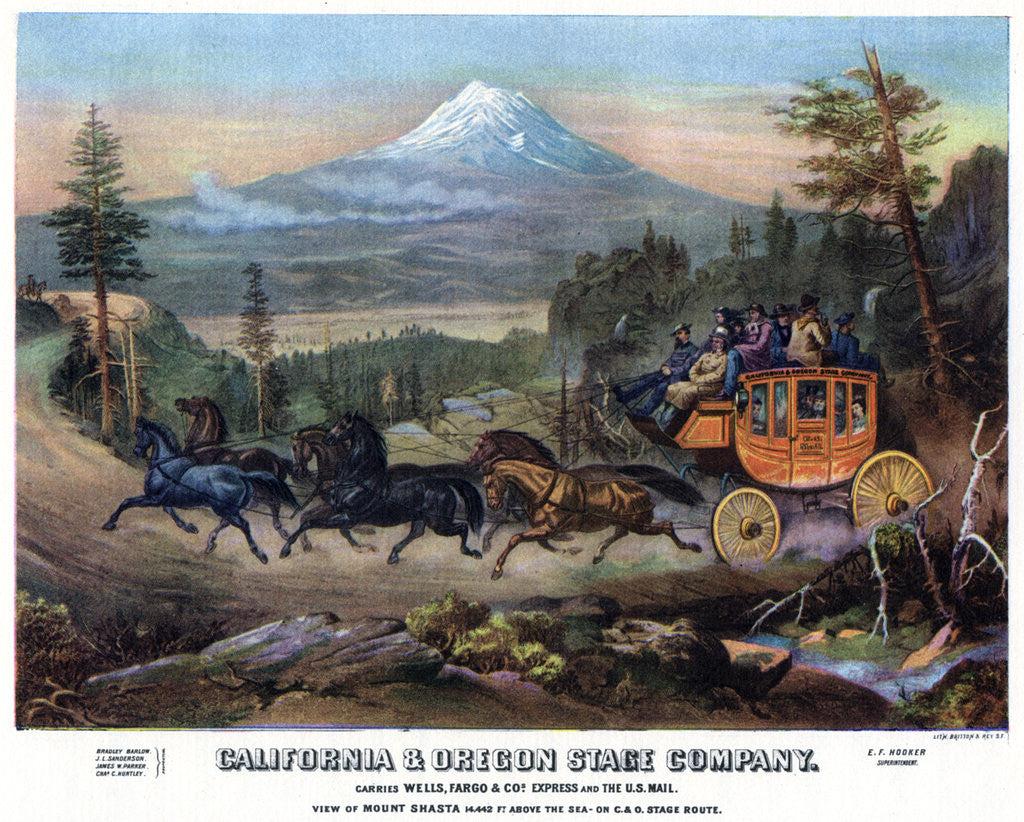 Detail of A stagecoach journey, USA by Britton & Rey