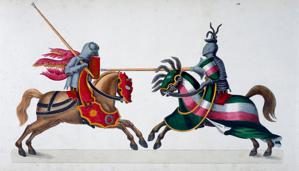 Detail of Two knights jousting at a tournament by Friedrich Martin von Reibisch