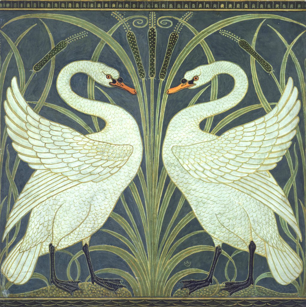 Victorian Walter Crane Swan and Iris high quality Poster