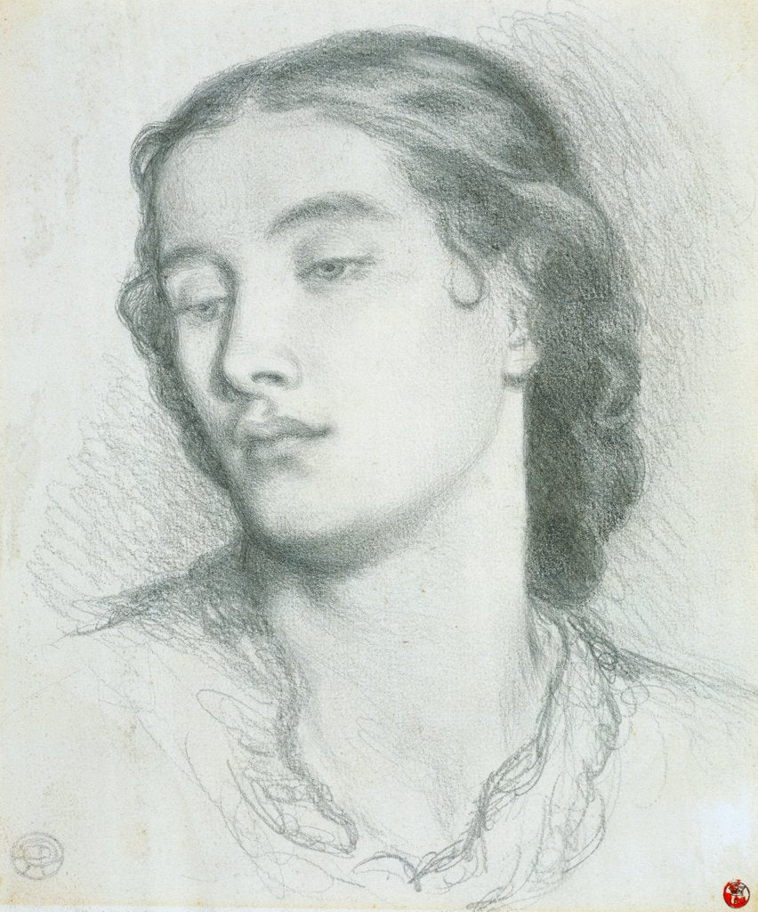 Detail of Study of a woman's head by Dante Gabriel Rossetti