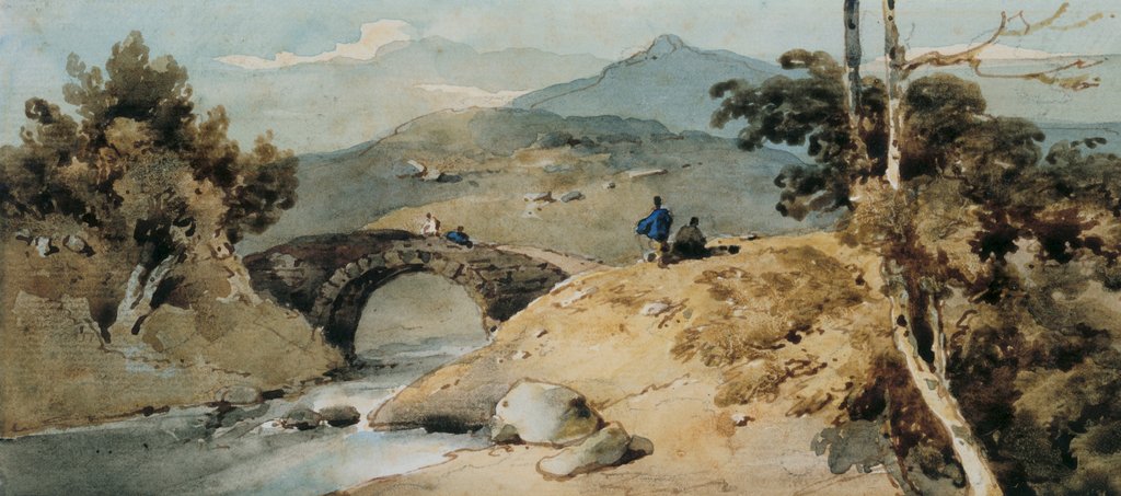 Detail of Chinese Landscape with Bridge by George Chinnery