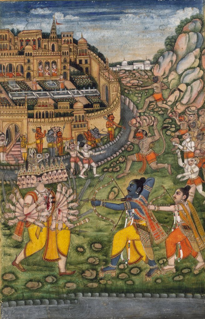 Detail of Rama and Lakshmana shooting arrows at the demon Ravana by Unknown