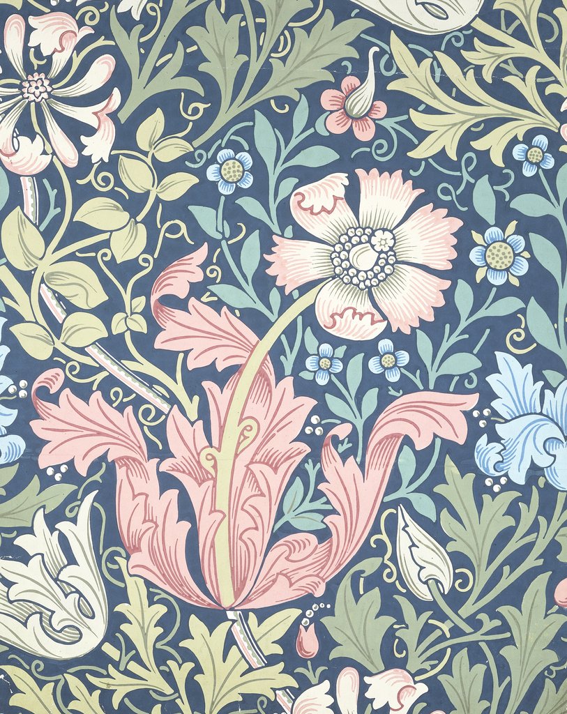 Detail of Compton wallpaper by William Morris