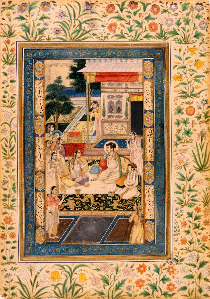 Detail of Nur Jahan entertaining Jahangir and Shah Jahan by Unknown