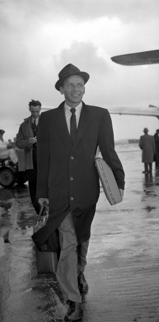 Detail of Frank Sinatra arriving at London Airport by Harry Hammond