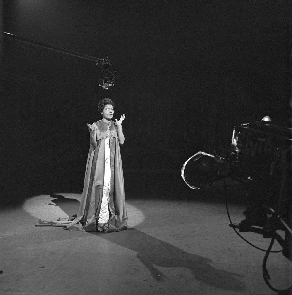 Detail of Eartha Kitt on a TV show at Wood Green Empire by Harry Hammond