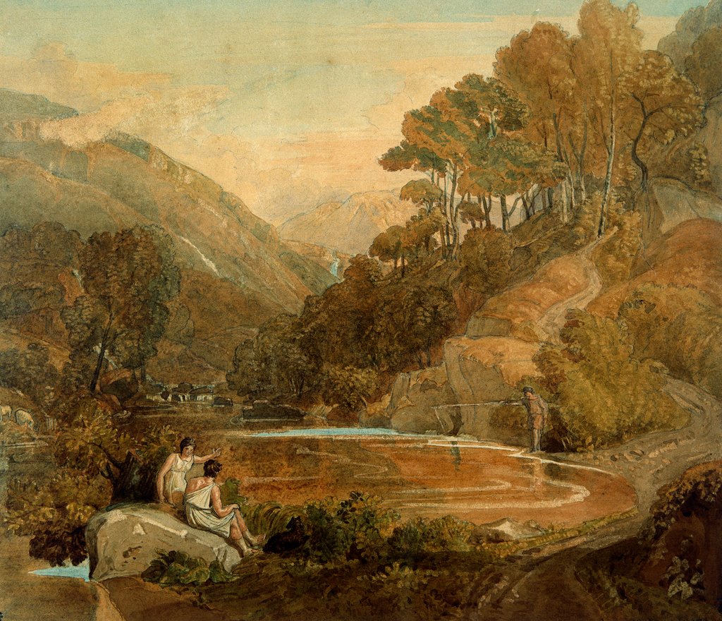 Detail of Landscape of Borrowdale with Classical Figures by Joshua Cristall