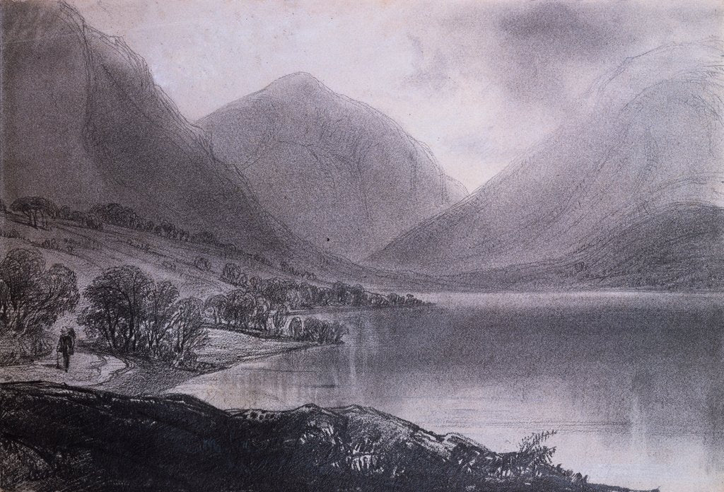 Detail of English Lake District Landscape by Edward Lear