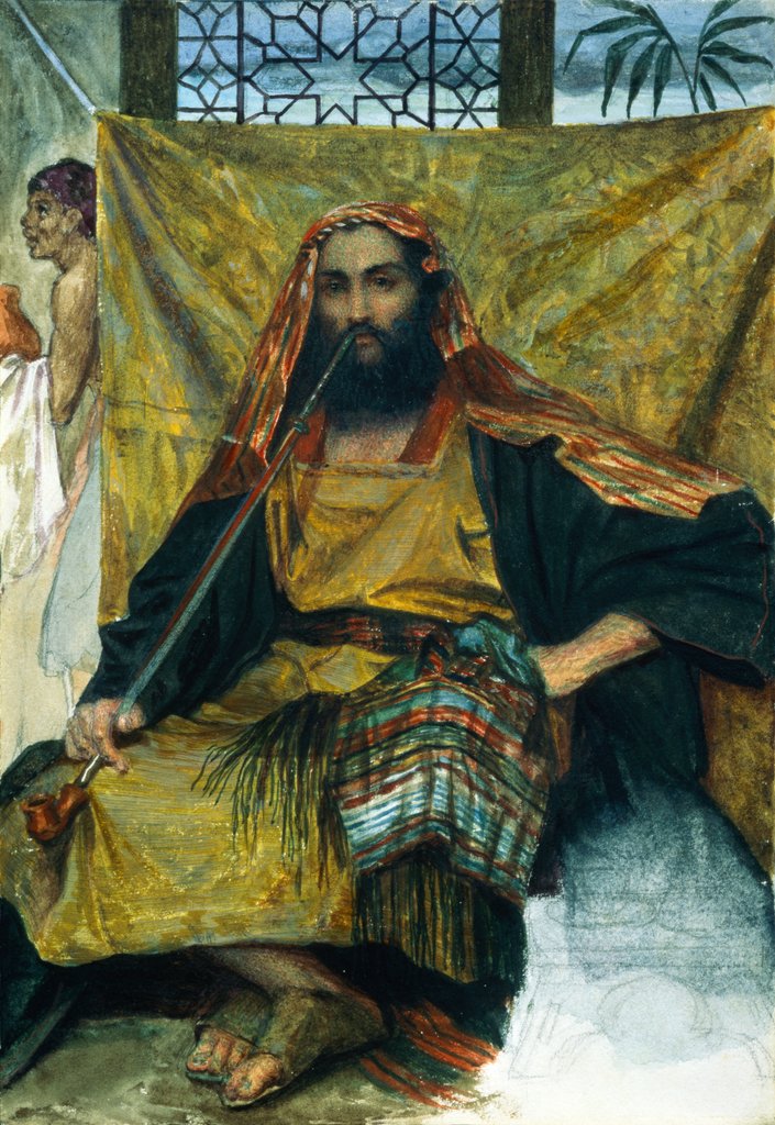 Detail of Man in Arab Costume, Seated and Smoking by Alfred Hassam