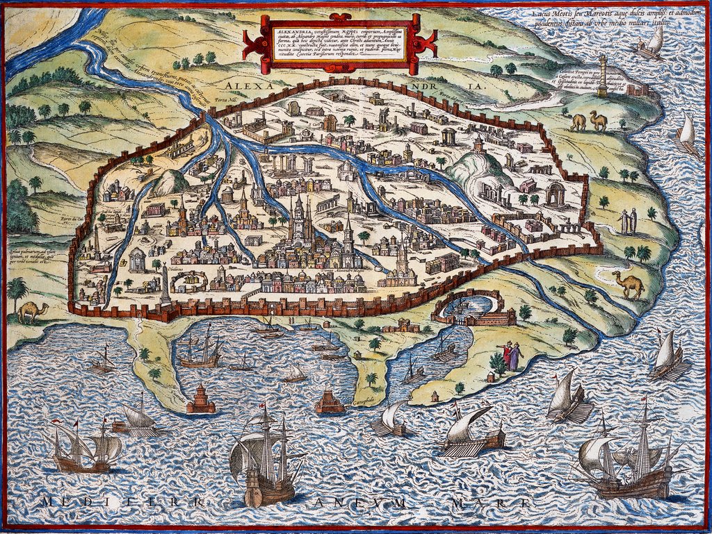 Detail of Map of Alexandria by Georg Braun